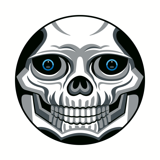 Geometric Skull Logo with Blue Eyes for light background by RYSHU 