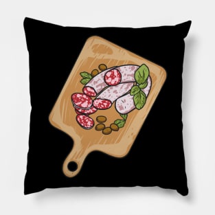 Salami and Olives on Tray Platter Pillow