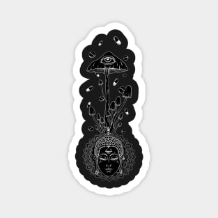 Trippy Buddha and Mushrooms Magnet