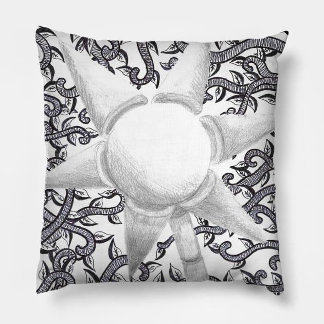 Geometric Flower and Vines Pillow by okhismakingart_