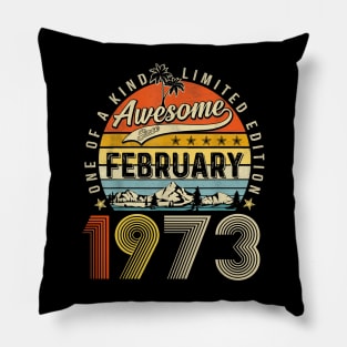 Awesome Since February 1973 Vintage 50th Birthday Pillow