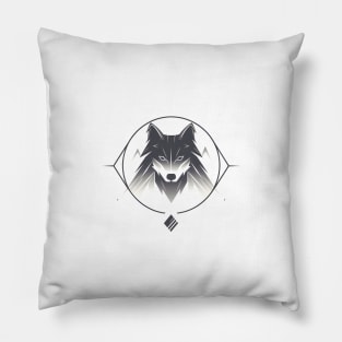 Frost Moon Wolf Shadow Pillow