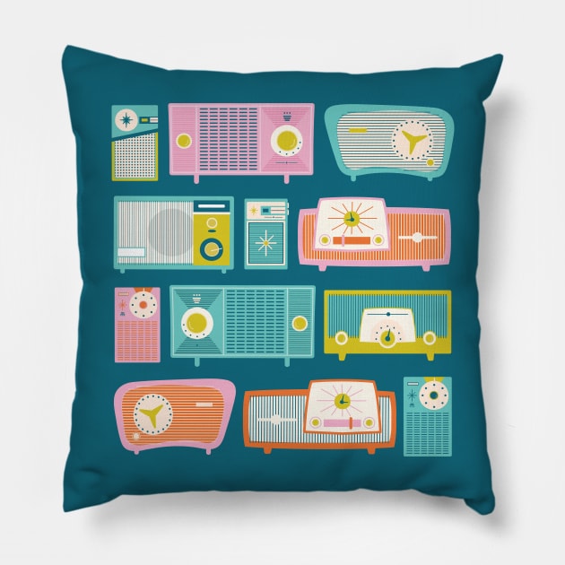 Vintage Radios Pillow by allisonromerodesign