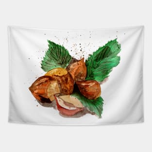 Hazelnuts Watercolor Tapestry