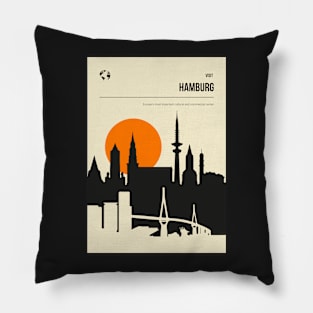 Hamburg Vintage Book Cover Travel Poster Pillow