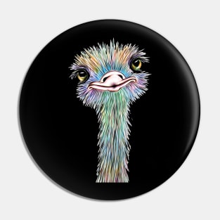 Goofy Colorful Ostrich For Ostrich Lovers Pin