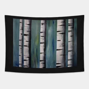 Birch Trees Acrylic Painting Tapestry