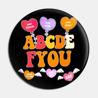 Funny Valentines Day Hearts Abcdefu Women Men Valentine Pin