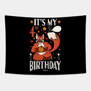 It's My 4th Birthday Fox And Tacos Gifts Tapestry