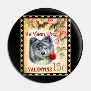 Akita brindle Vintage Valentine Funny Dog With Rose Pin