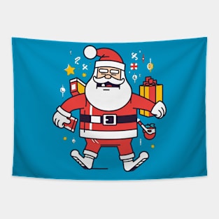 Pop Art Santa: A Colorful and Cheerful Christmas Illustration Tapestry