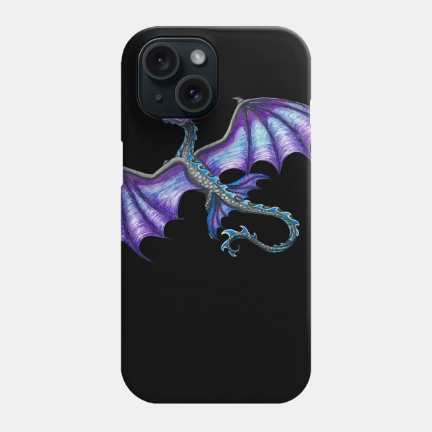 Flying Purple and Black Dragon Phone Case by Lady Lilac