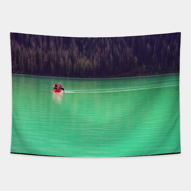 Tranquil Canoeing on a Canadian Lake Tapestry by Anna