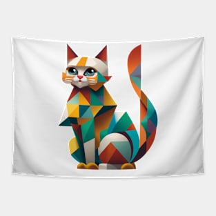 Cute Cat Geometric Tapestry