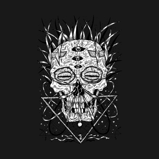 Cyberpunk Skull (11) Hand Drawn Original Artwork. by Mystic Arts