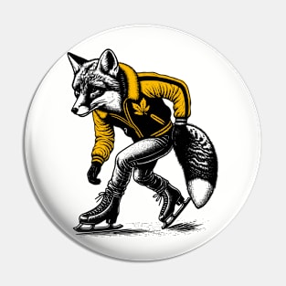 Ice Skating Fox Pin