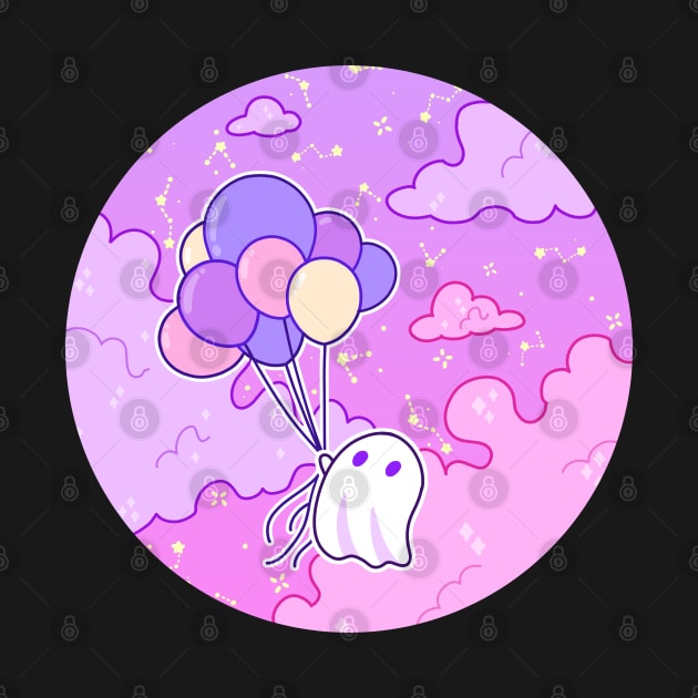 Up - Ghostie likes helium colorful balloons by inkcapella