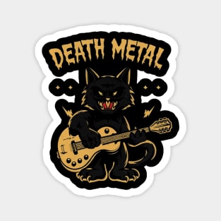 Death Metal Satanic Baphomet Cat playing guitar Magnet