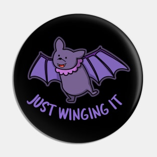 Just Winging It Cute Bat Pun Pin