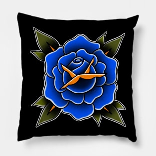 HomeSchoolTattoo Blue Rose Pillow