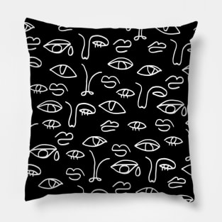 Minimal Abstract Linear Face Pattern Pillow