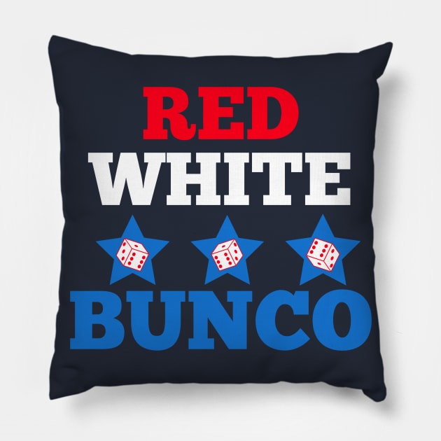 Red White and Bunco Flag Dice Funny Bunco Dice Game Pillow by MalibuSun