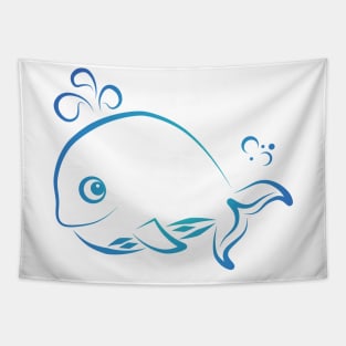 cute blue Whale doodle Tapestry