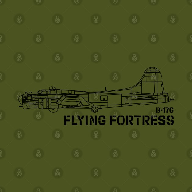 B-17 Flying Fortress - USAAF (Black) by BearCaveDesigns