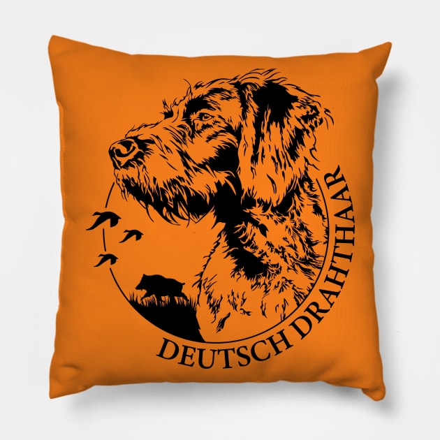 Proud Deutsch Drahthaar dog Portrait Pillow by wilsigns
