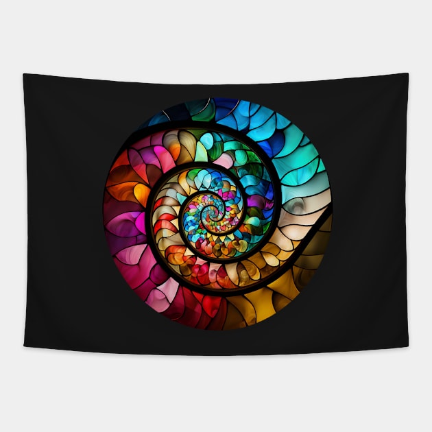 Rainbow Spiral Stained Glass Tapestry by TheJadeCat