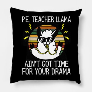 PE Teacher Llama Retro Vintage Sunset Gift Pillow