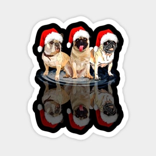 Shadow Pugs Dog Christmas Sweatershirt Cute Pugs Santar Hat Gift T-Shirt Magnet