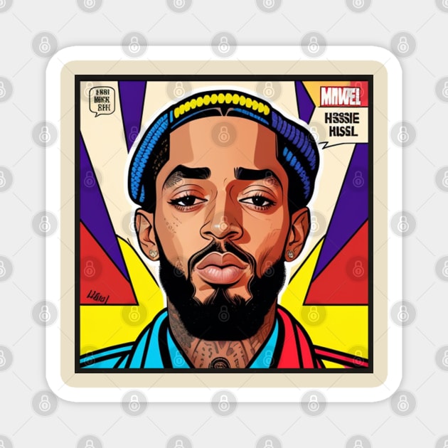 Pop Art Nipsey Vinyl Album Cover Magnet by musicgeniusart