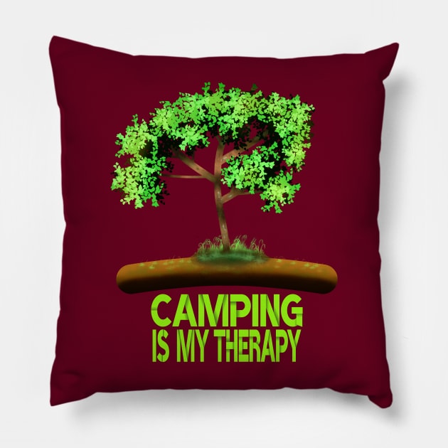 Camping Is My Therapy Pillow by MoMido