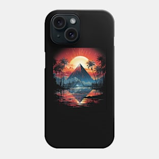 Synthwave Inspired Triangle Sunrise Palm Tree Silhouette Phone Case