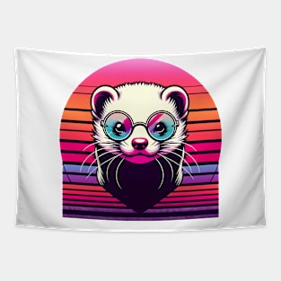 Retro Spectacle - Ferret Vaporwave Tapestry