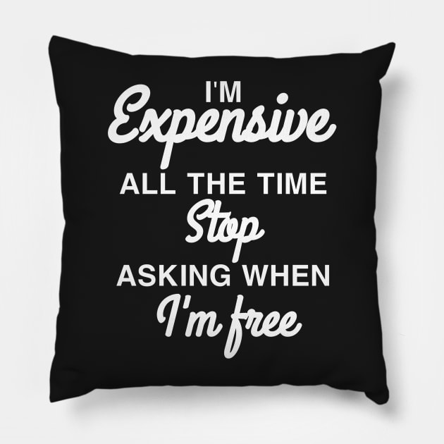 I'm expensive all the time stop asking when I'm free Pillow by ShinyTeegift