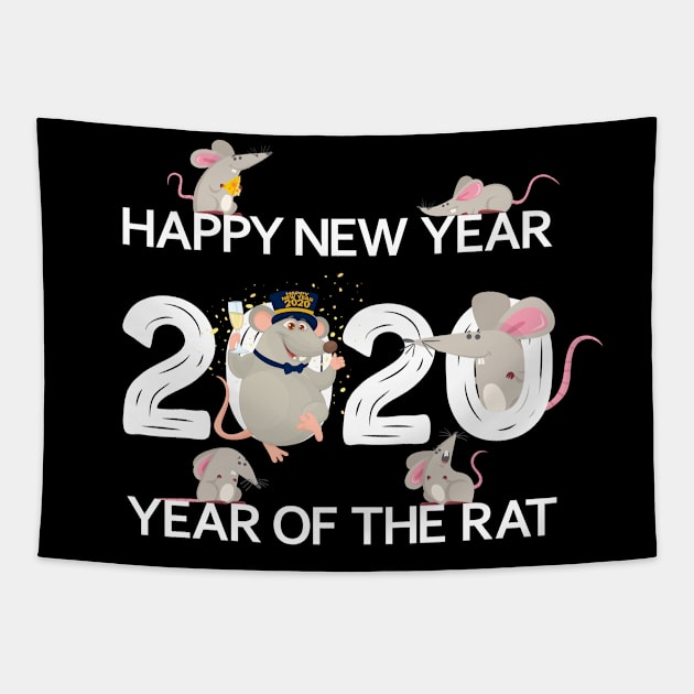 Happy New Year 2020 Year of the Rat Horoscope Zodiac Gift Tapestry by peter2art