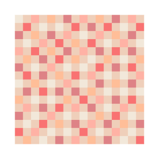 Peach Check Blush Pink Plum Checkered Checkerboard Pastel Pattern T-Shirt