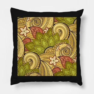 Paisley Print with Vintage Floral Motifs Pillow