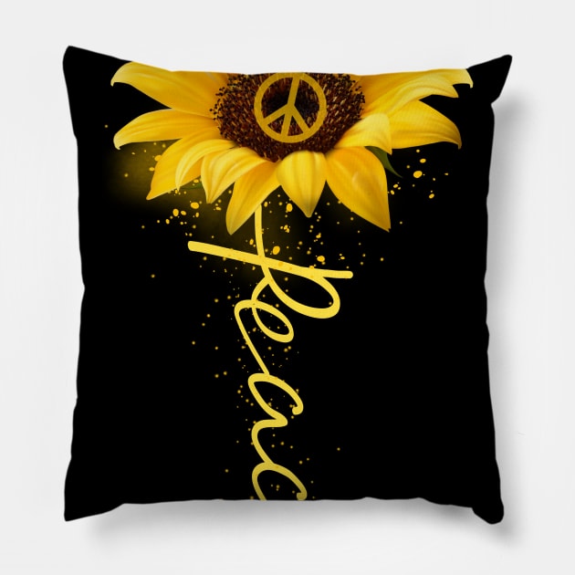 Peace Sunflower Pillow by ROMANSAVINRST