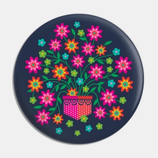 RAINBOW IN MY POCKET Floral Botanical in Bright Colours on Deep Dark Blue - UnBlink Studio by Jackie Tahara Pin