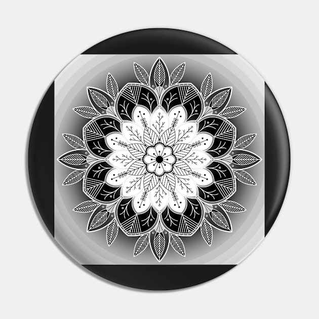 Beautiful Mandala in Black and White Pin by AudreyJanvier