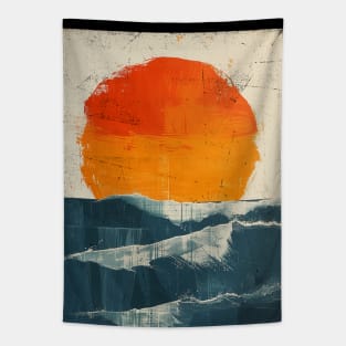 sunset and waves Tapestry