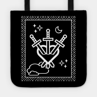 Tarot Card - Three of Swords - White Tote