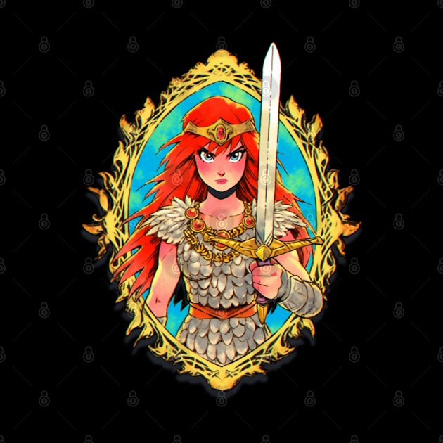 Red Sonja Anime Watercolor Crest by ForbiddenGeek