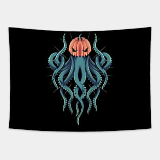 Spooky kraken pumkin Tapestry