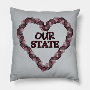 Our State Heart Wreath - Maroon, Black, & White Pillow