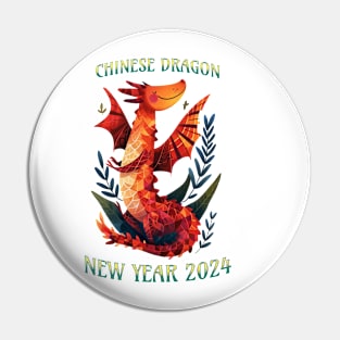 Chinese Dragon Roars: Playful Geometric Art for New Year 2024 Pin