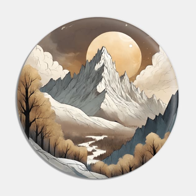 Moonlit Winter River Pin by Alihassan-Art